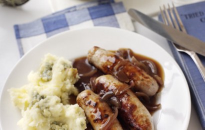 Bangers and Blue Stilton mash