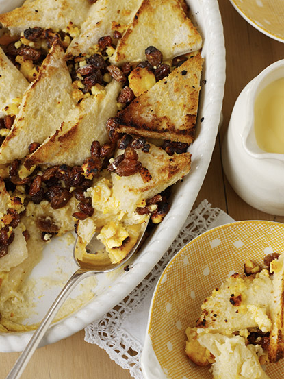 White Stilton with Apricot Bread and Butter Pudding